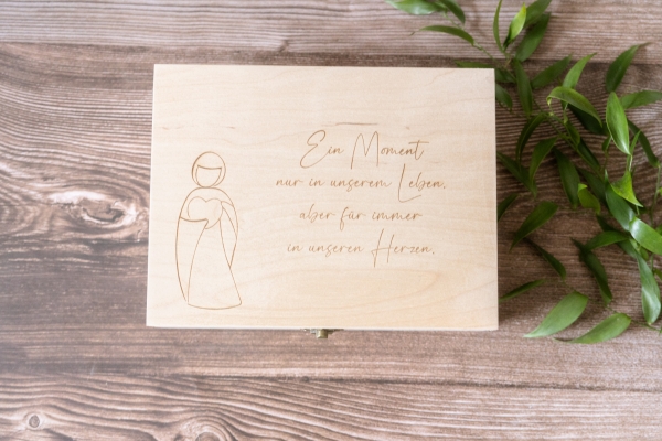 Holzbox Sternenkind "Engel" mit Spruch